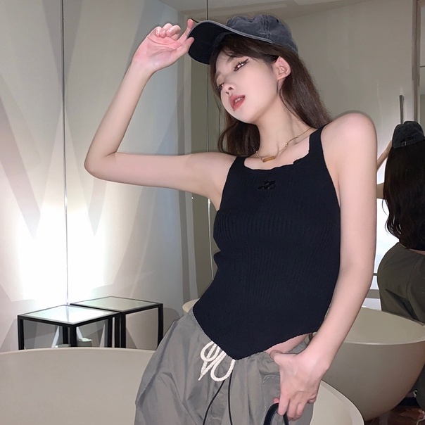 Áo ZHELIHANGFEI hai dây dệt kim thêu họa tiết quyến rũ tùy chọn màu sắc