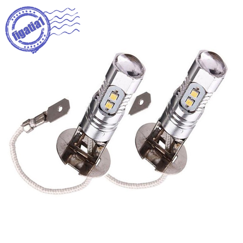 1 [Fiatia1] 2 Đèn LED Tín Hiệu Ánh Sáng Trắng H3 2323 10SMD 12V-24V 6500K Cho Oto