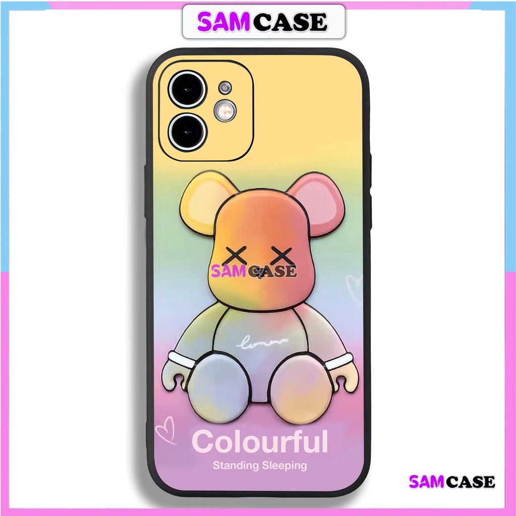 Ốp lưng iPhone Gấu Bear Cutee cạnh viền vuông silicon mềm dẻo cho iphone 6/6s/7/8/X/Xr/XS/XR/11/12/13/14 Pro Plus Max
