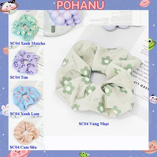 Dây chun buộc tóc vải scrunchies họa tiết hoa SC04