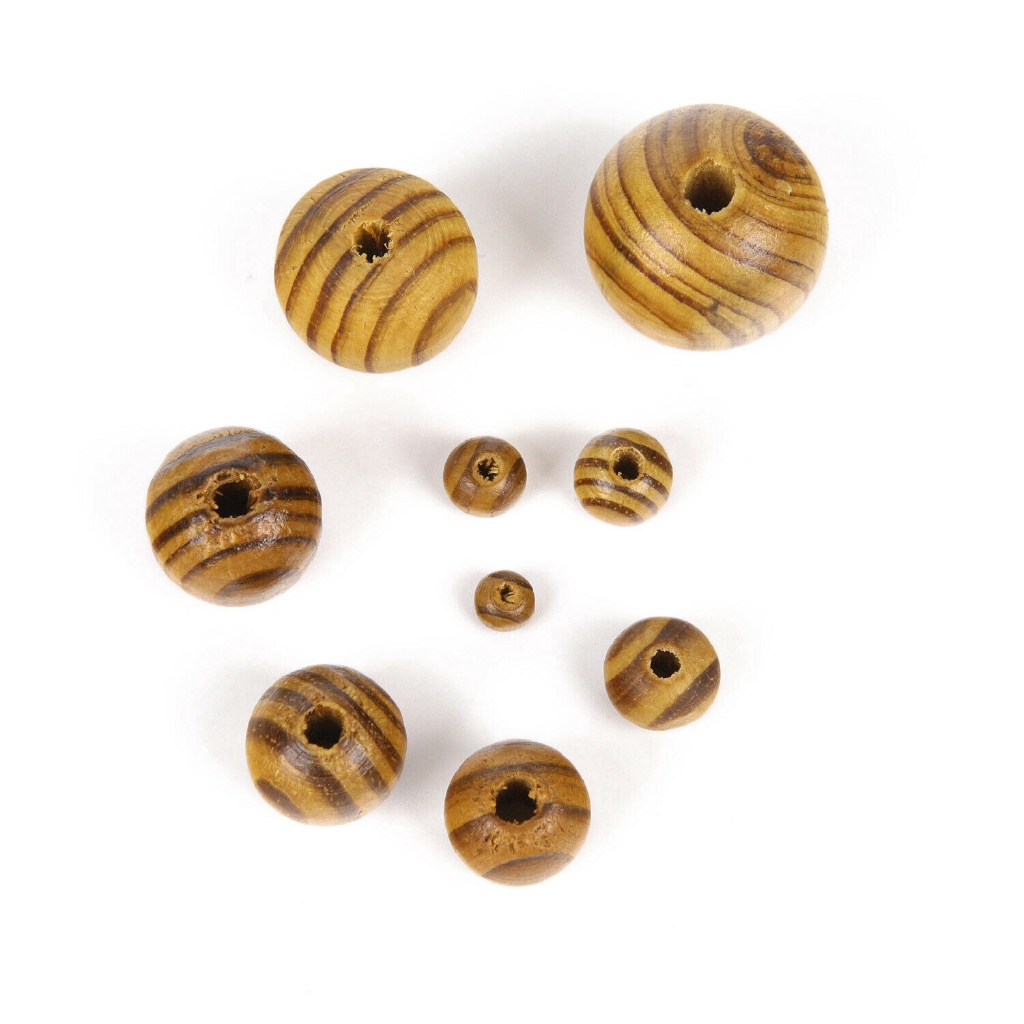 Chuỗi hạt gỗ nhám tự nhiên 6mm - 18mm làm đồ trang sức thủ công