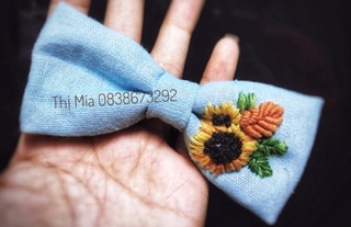 [DIY] NƠ CỘT TÓC THÊU TAY VẢI LINEN
