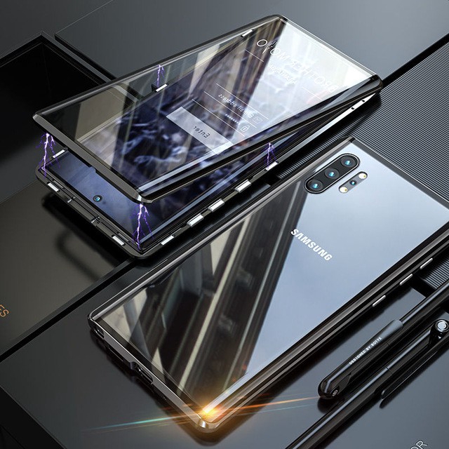 Bao da điện thoại hai mặt tráng kính từ tính bảo vệ 360 độ cho Samsung Galaxy Note 10 10 Pro/ S8 S9 S10 Plus/ Note 8 9