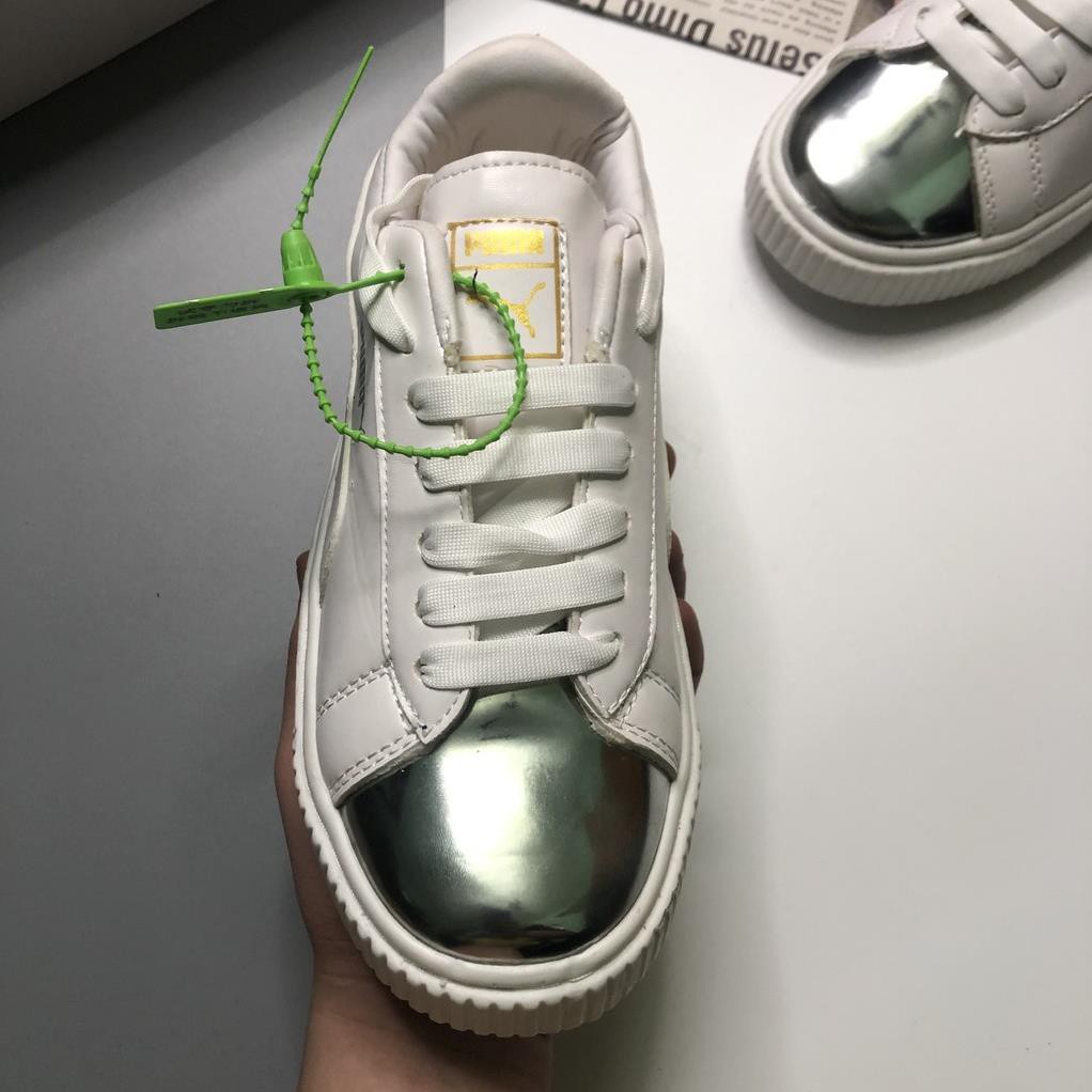 [FREESHIP + TẶNG TẤT] Giày Thể Thao Sneaker Puma Trắng Mũi Bạc Bóng Cao Cấp, Đế Đúc Đơn Giản Đi Học Đi Chơi | BigBuy360 - bigbuy360.vn