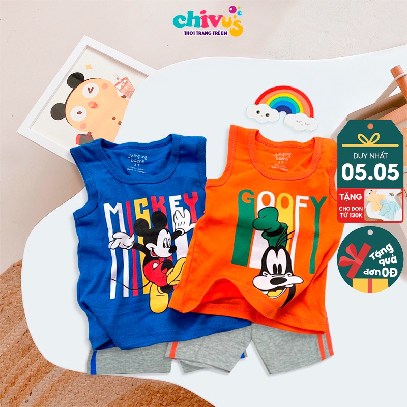 Bộ ba lỗ bé trai chất vải cotton lạnh hoạ tiết mickey người nhện quần áo trẻ em 1 2 3 4 5 6 7 tuổi CHIVU's KID