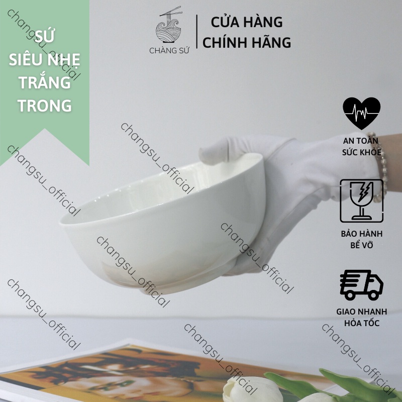 Tô canh khum kiểu Hàn sứ siêu nhẹ - sứ xương siêu nhẹ trắng trơn Minh Châu TH07