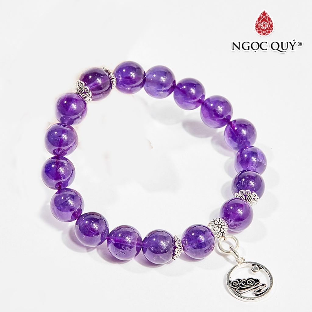 Vòng tay TA tím charm hoa - Ngọc Quý