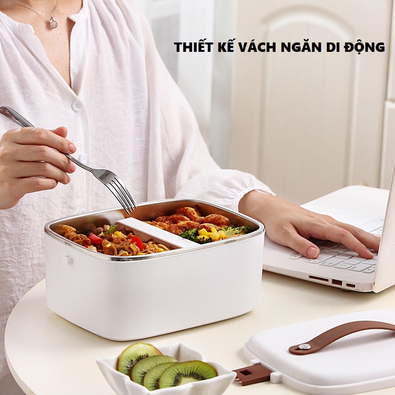 Hộp Cơm Cắm Điện Đa Năng, dùng tại nhà, ô tô, dung tích 1.8L, tặng thìa dĩa và túi giữ nhiệt
