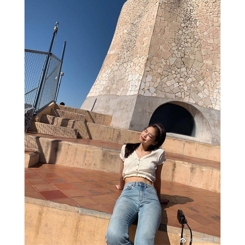 Jennie BLACKPINK Phụ nữ đan rỗng tay áo ngắn hàng đầu