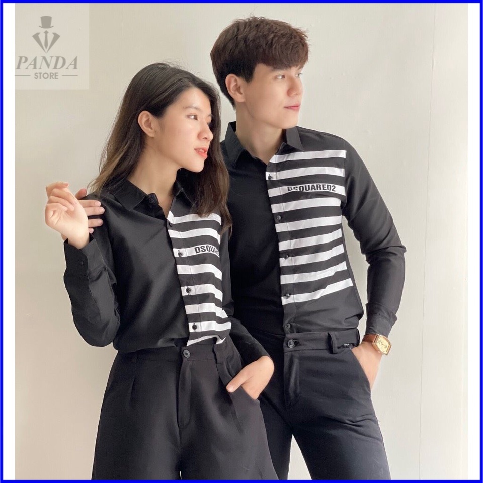 Áo sơ mi nam cao cấp thêu tay dài phối kẻ sọc ngang nam tính, trẻ trung, sang trọng, chất đũi mềm mịn, mát, bền đẹp