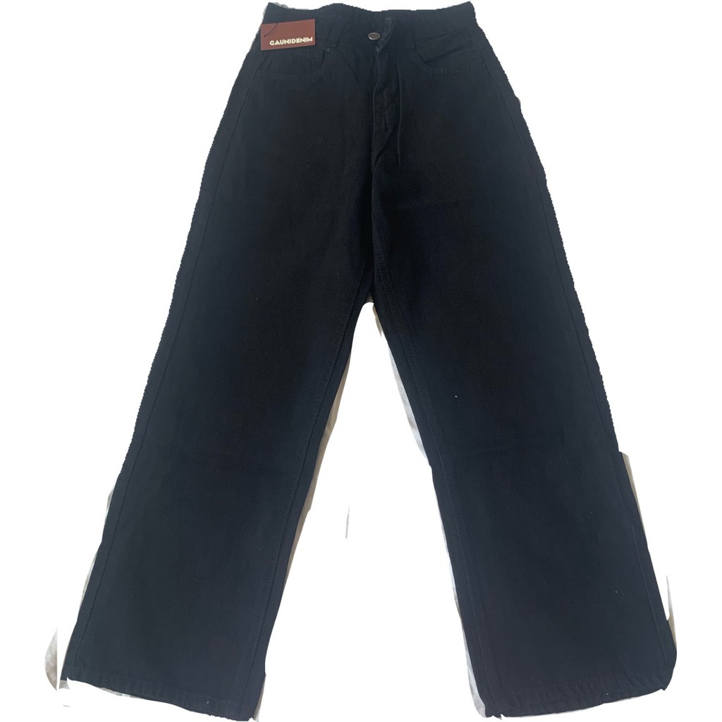 Quần Jeans Nữ Ống Rộng - Màu Đen - Phong Cách Hàn Quốc