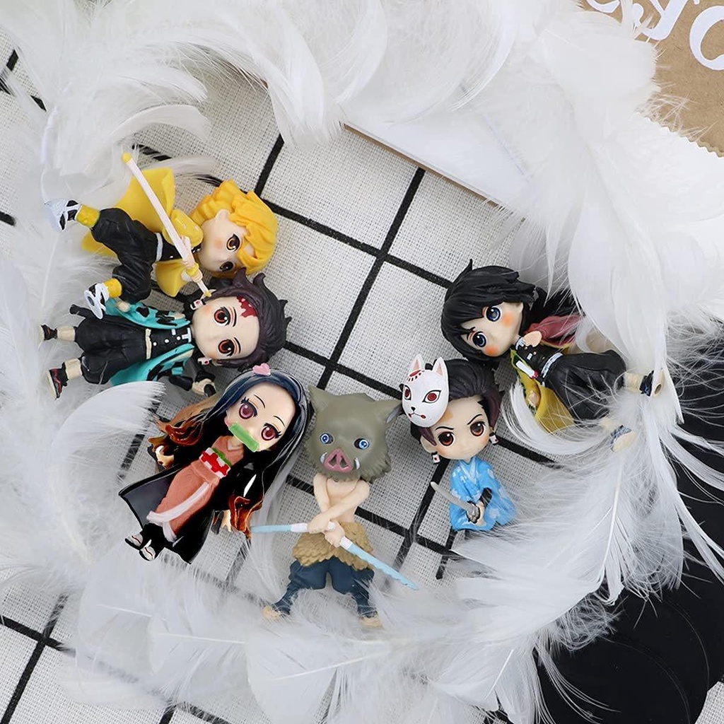 Set 6 Mô Hình Nhân Vật Phim Demon Slayer 7cm