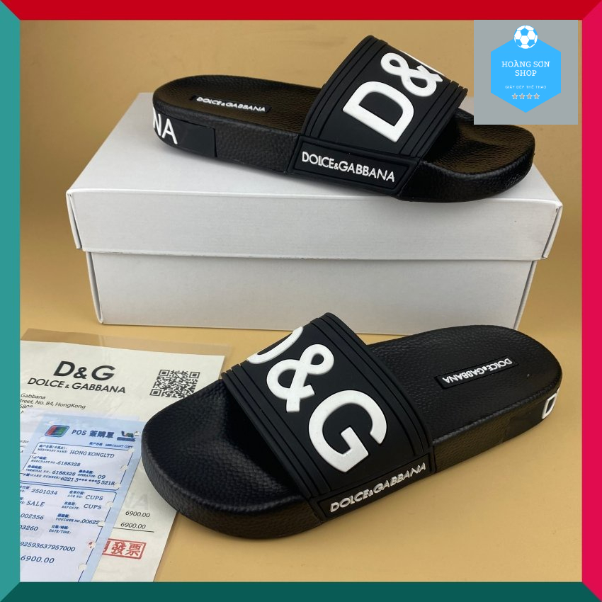 Dép Nam D&G - dép nam quai ngang chữ nổi đế cao su