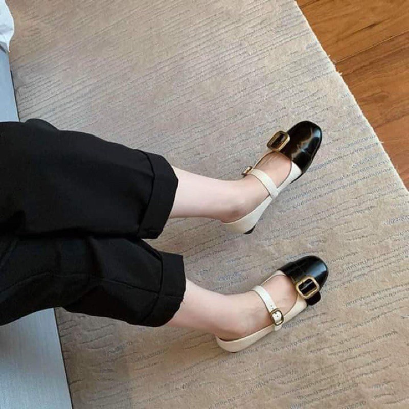 Giày bệt phối màu cài khuy siêu xinh