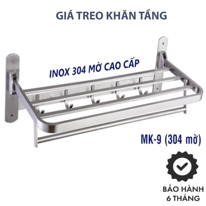 Giá treo khăn nhà tắm inox 304 mờ cao cấp MK-9 - Bảo hành 6 tháng