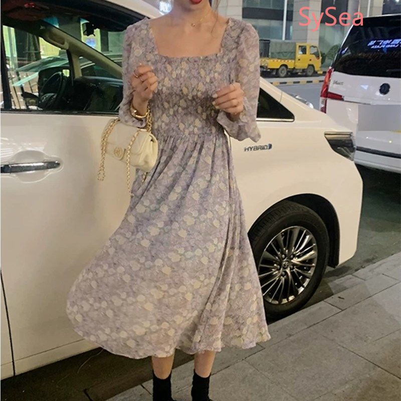Đầm Tay Dài Chất Chiffon Hoạ Tiết Hoa Thiết Kế Thanh Lịch | BigBuy360 - bigbuy360.vn