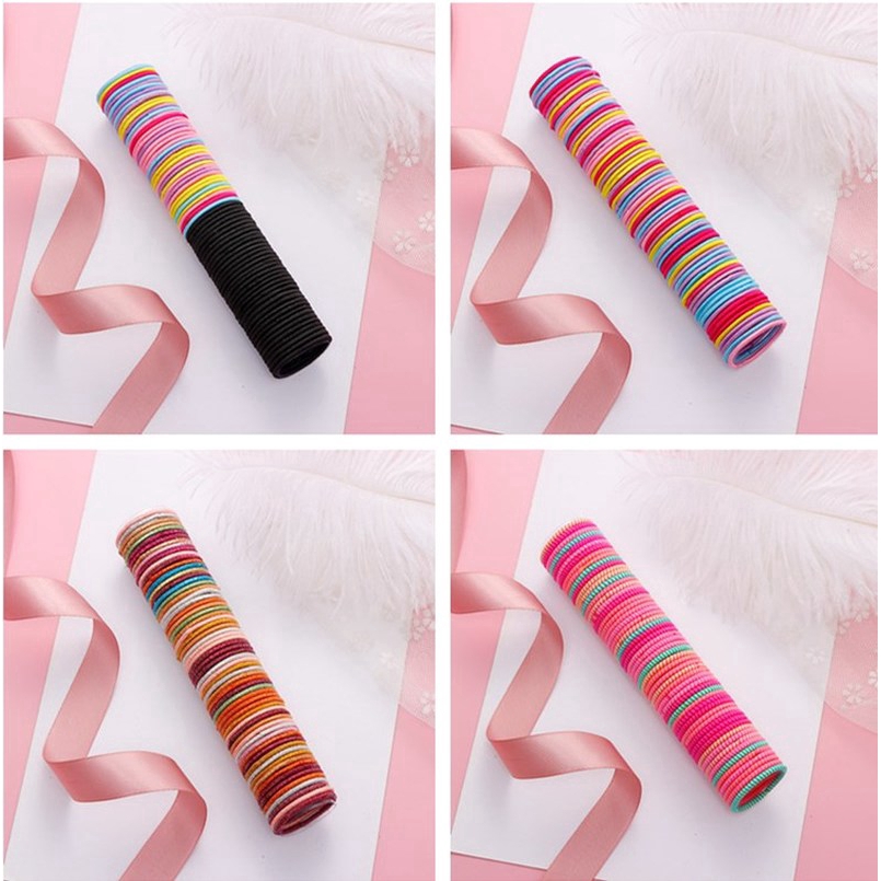 50 Pcs/ Lot New Girls Cute Colorful Basic Elastic Hair Bands Tie   Rubber Bands Children Fashion