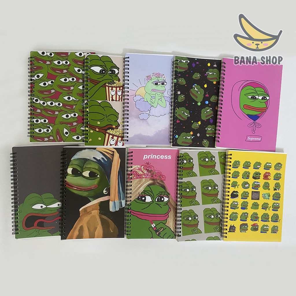 Sổ lò xo size A5 100 trang ếch xanh Pepe the frog siêu bựa vozer