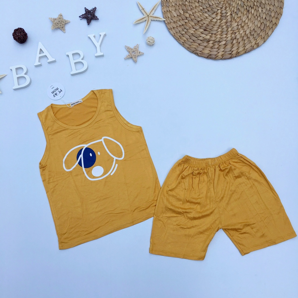 [Bé 20-32kg] Bộ Ba lỗ thun lạnh SIZE ĐẠI 18-32kg Minky Mom cho bé trai bé gái từ 20-32kg - Mẫu Cún