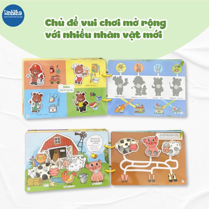 Học Liệu Bóc Dán Song Ngữ Beezi Book Phần 2 - Gấu Boo Học Hành - cực kỳ thú vị cho bé 2-5 tuổi - Hiệu Lalala Baby