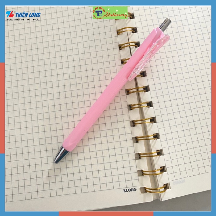 Bút gel bi Pazto Thiên Long mực xanh, nét 0.5 màu cán pastel, ngòi trơn đều mực GelB 015