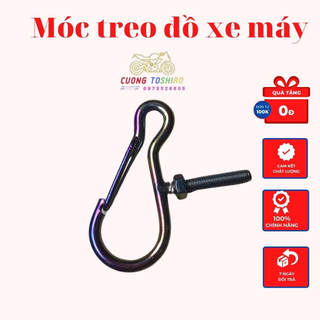 Móc treo đồ xe máy loại chữ U, loại kẹp, loại móc câu, dấu hỏi inox titan 7 màu gắn lắp cho mọi dòng xe