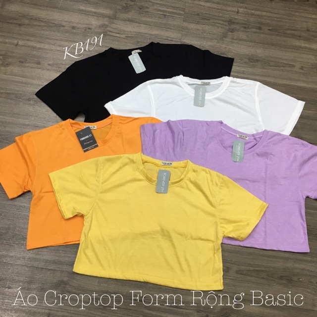 Áo Croptop Form Rộng Basic - Áo Croptop Cổ Tròn Form Rộng Tay Lỡ - AN03