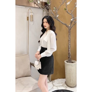 Áo sơ mi lụa phối nơ cổ tiểu thư Calie AS023