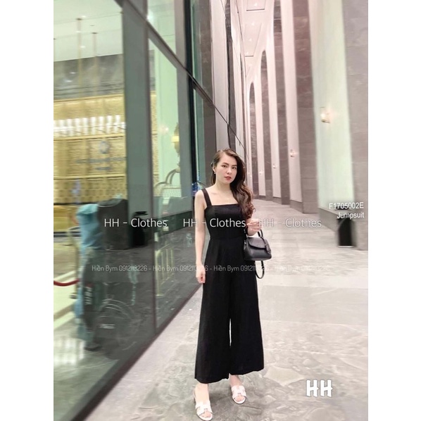 Jumpsuits đen 2 dây khoét lưng