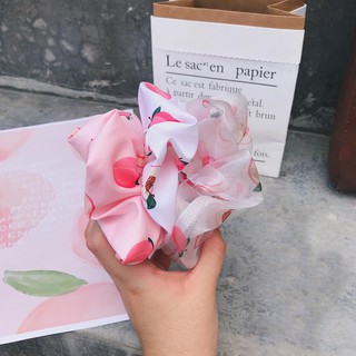 Dây Cột Tóc Vải Scrunchies Quả Đào Peachy