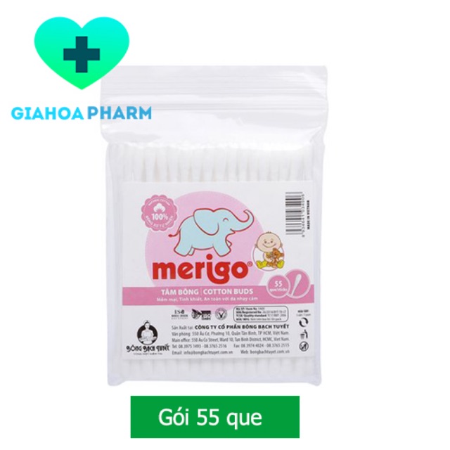 Tăm bông Bông Bạch Tuyết (Trẻ em) - Gói 57 que đầu tròn nhỏ (lấy ráy, ngoáy tai, vệ sinh rốn, mắt, mũi, trang điểm)