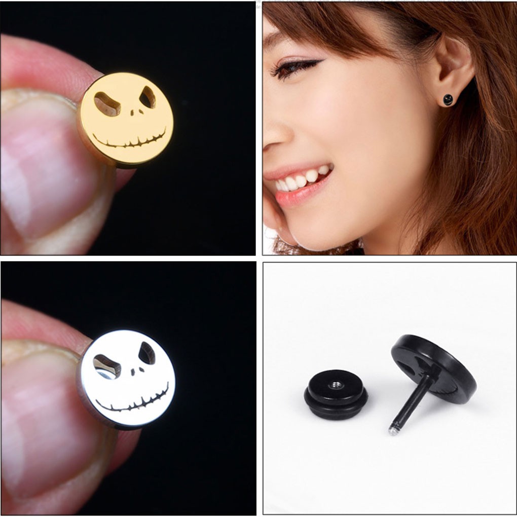 1 Khuyên Tai Hình Đầu Lâu Bằng Thép Không Gỉ