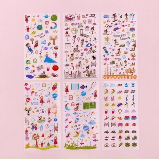 1 sét 6 trang sticker cho mọi lứa tuổi Xinh Dễ Thương Hình Dán Cute Stickers Trang Trí Sổ Tay Dán Mũ Bảo Hiểm điện thoại