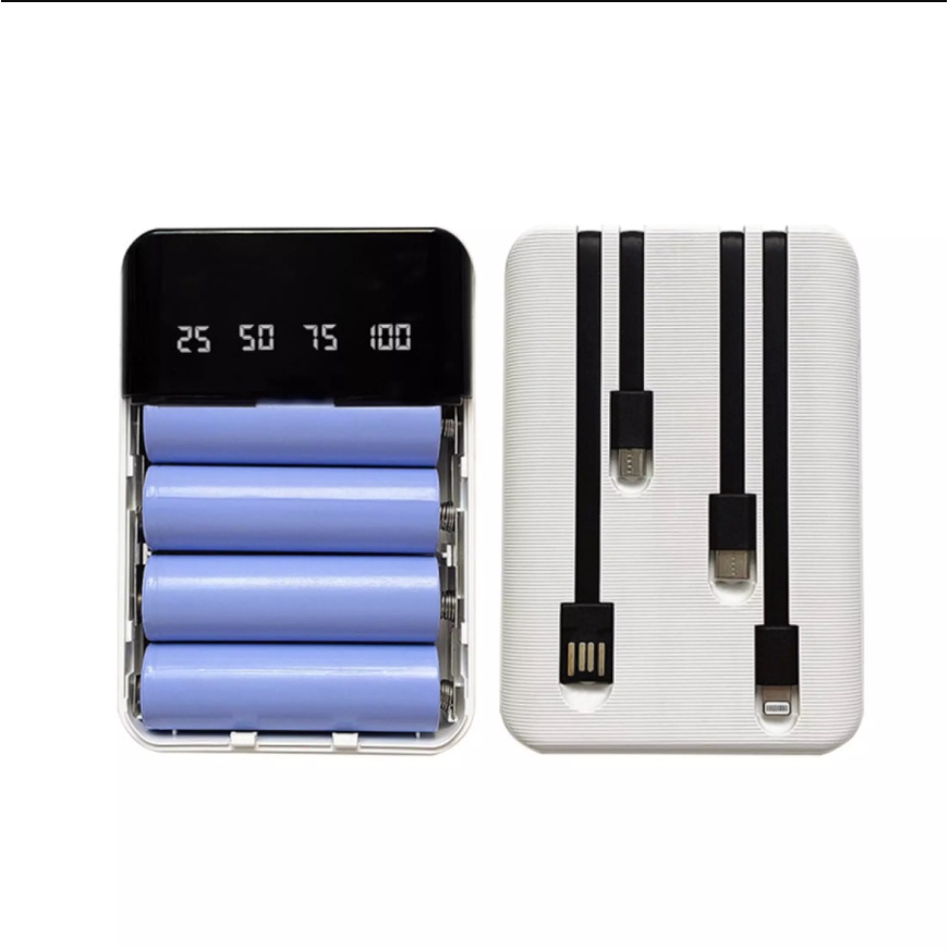 Box sạc dự phòng 4 cell dùng pin 18650 hoặc 21700 tích hợp đủ cáp sạc, mạch sạc pin, 2.1A
