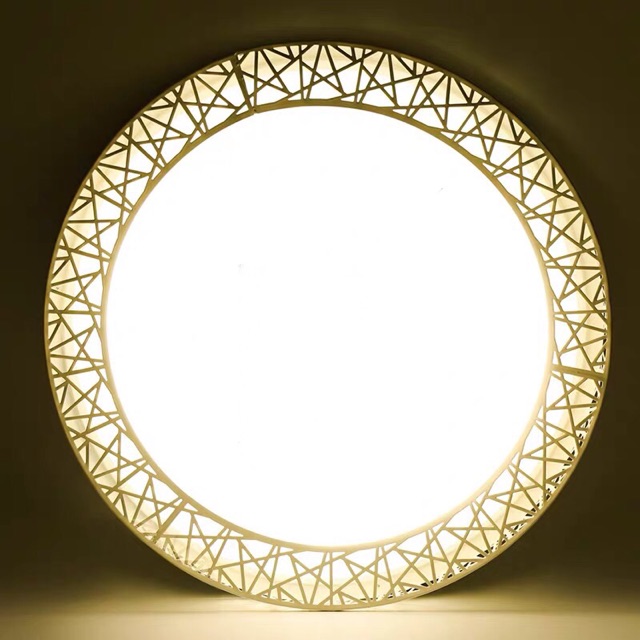 Đèn Trần Hoạ Tiết Tổ Chim , Đèn Mâm Tích Hợp Led Chuyển Màu Vàng Ấm Áp - Ánh Sáng Trắng , Phòng Ngủ Phòng Ăn Phòng Khách