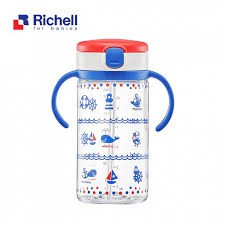 Bình/ cốc tập uống nước Richell Aqulea có ống hút silicon chống trào chống chảy chính hãng (200ml và 320ml)