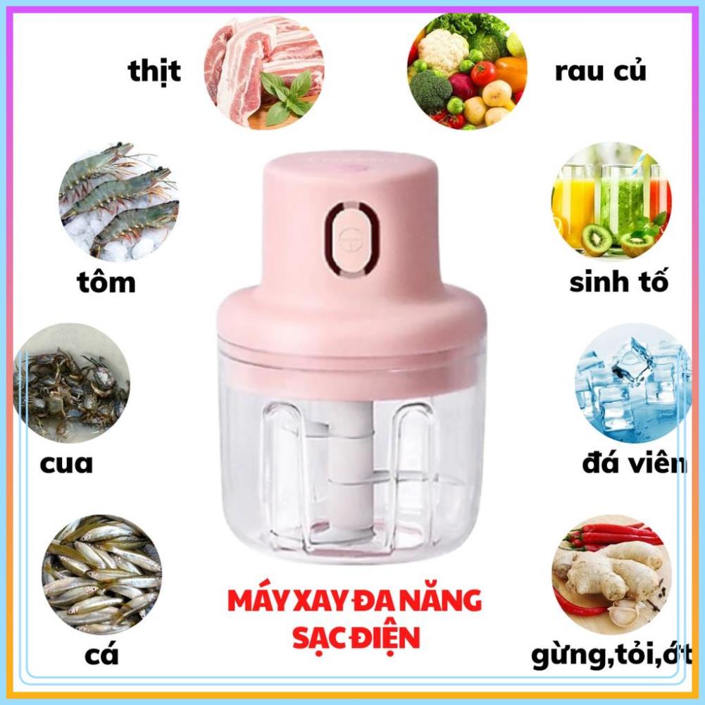 [Hàng Cao Cấp Loại 1] Máy Xay Mini Sạc Điện, Xay Thịt Ớt Hành Tỏi Rau Củ Quả Cầm Tay Siêu Tiện Lợi