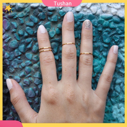 Bộ 5 nhẫn midi hợp kim kiểu dáng thời trang