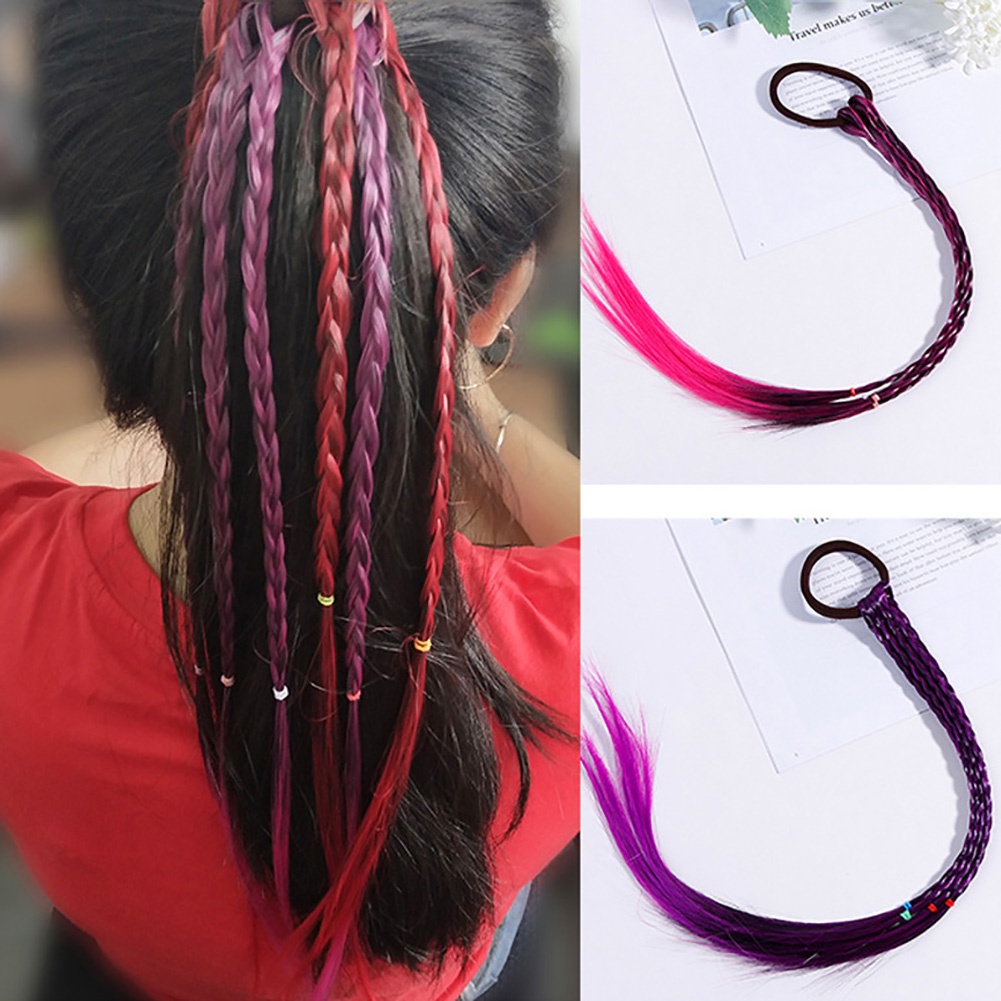 Bộ 4 Dây Thun Cột Tóc Giả Dạng Thắt Bím Dành Cho Bé Gái