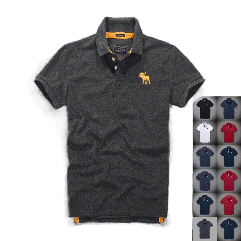 Áo Thun Polo Tay Ngắn Màu Trơn Dáng Ôm In Chữ Abercrombie & Fitch 2023 Thời Trang Thường Ngày Cho Nam