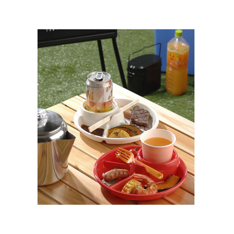 Khay ăn 3 ngăn cho bé màu trắng Inomata có kèm khay để cốc, thìa dĩa Nhật Bản - Tetuchan Store