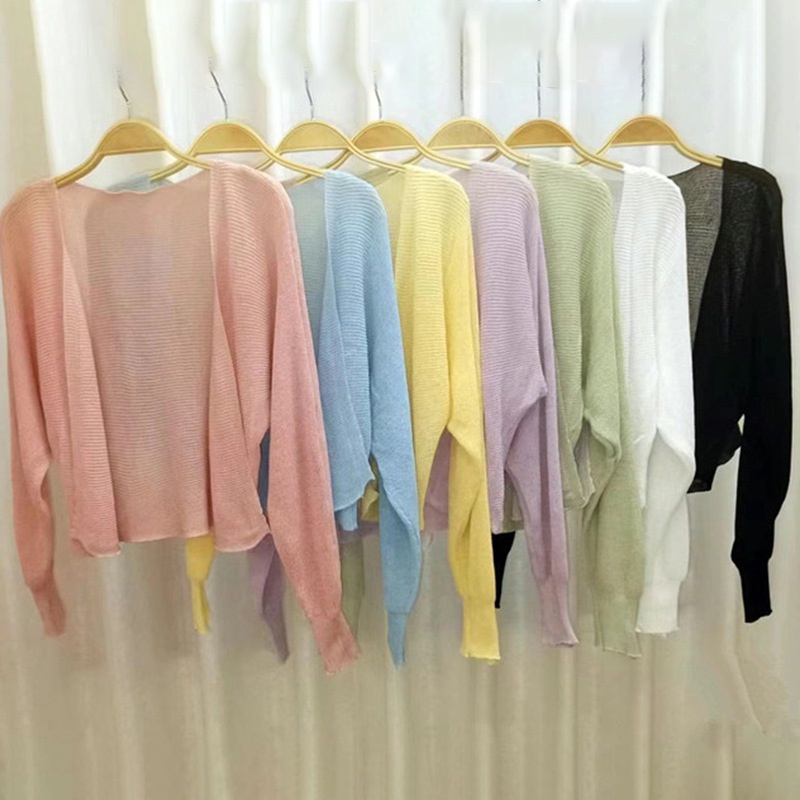 Áo Cardigan Dệt Kim Tay Dài Màu Sắc Trơn Phong Cách Hàn Quốc Cho Nữ