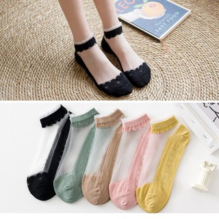 TẤT - VỚ LỤA TRONG SUỐT VIỀN HOA HOT TREND HÀN QUỐC MÙA HÈ 2020