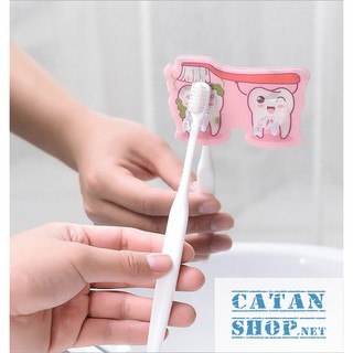Miếng  dán tường treo bàn chải HÌNH CHIẾC RĂNG siêu cute , móc treo vật dụng gia đình, tiết kiệm không gian