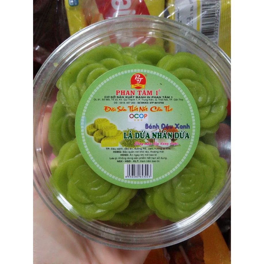 BÁNH ĐẬU XANH LÁ DỨA NHÂN DỪA PHAN TÂM - hộp 240gr