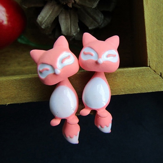 Khuyên tai kim loại hình cáo hoạt hình 3D dễ thương cho nữ