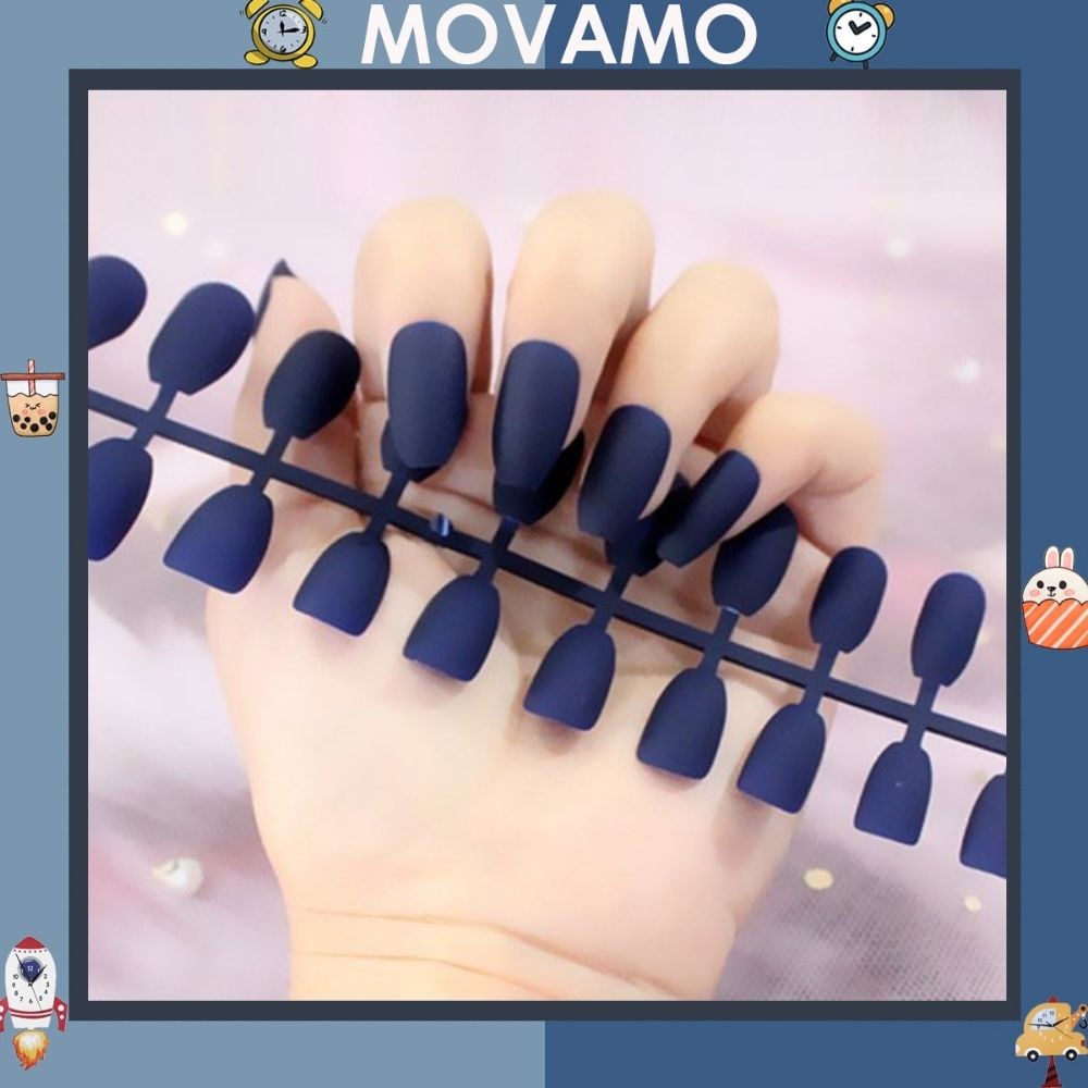 Bộ 24 móng tay giả Movamo lì màu siêu xinh chống thấm nước tiện dụng MG13