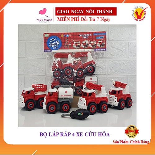 Bộ Đồ Chơi Lắp Ráp 4 Xe Cứu Hỏa Bằng Tua Vít Cho Bé