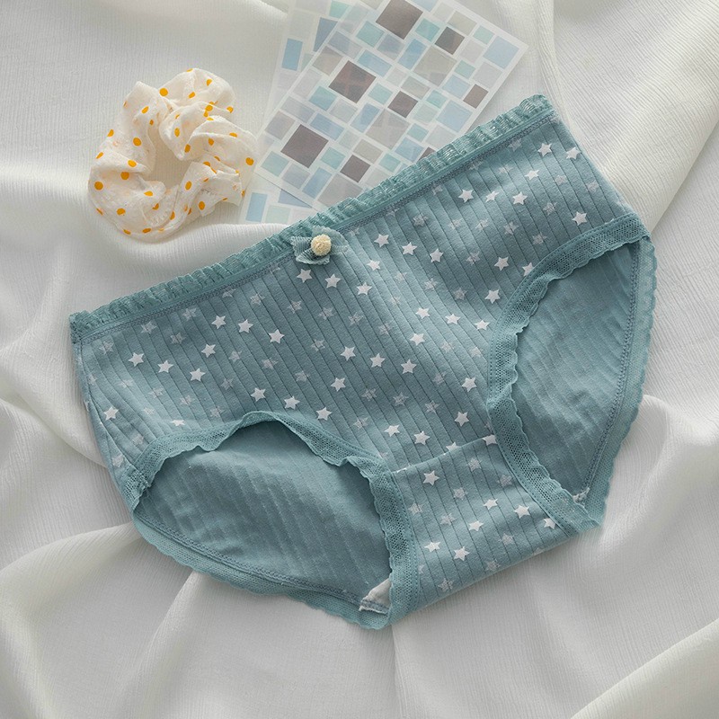 Quần lót nữ Cotton họa tiết chim cánh cụt dễ thương kẻ gân tăm co dãn kháng khuẩn