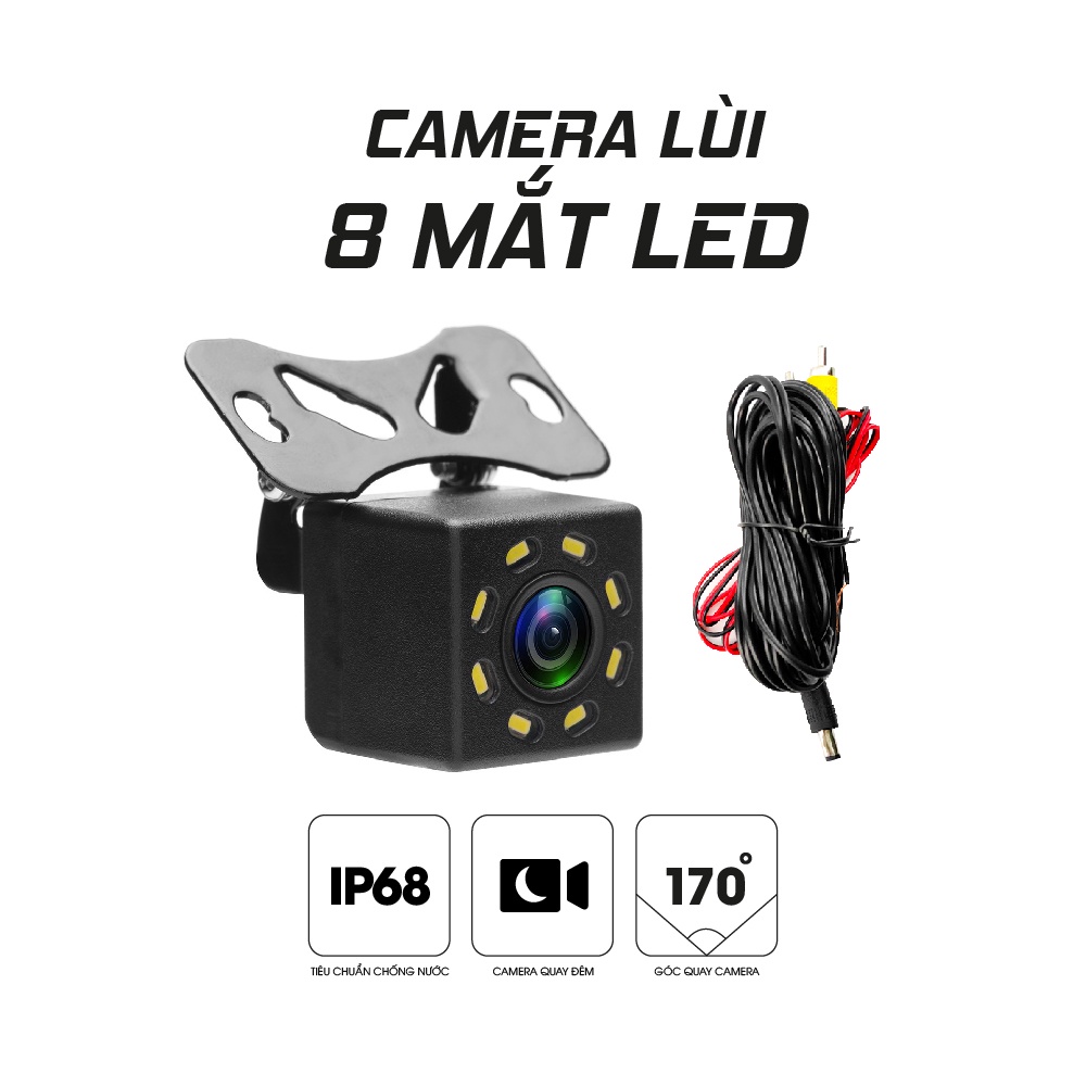 Camera lùi chống nước 8 led (màu đen)